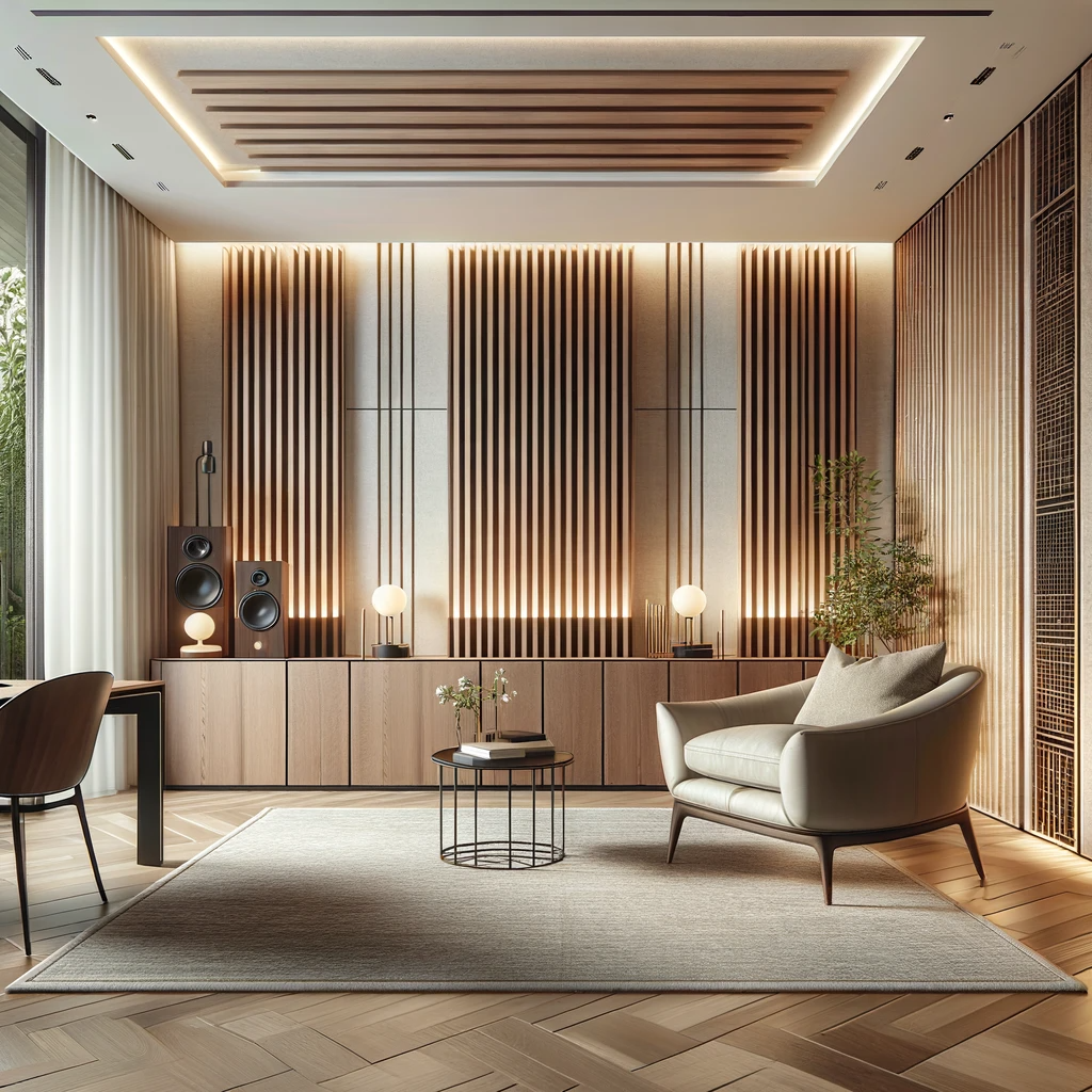 Decoration murale acoustique bois sarmis 1