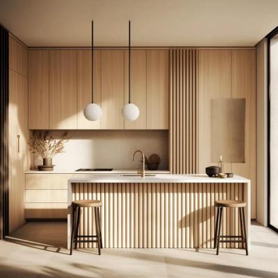 Ilot de cuisine avec panneau doratif 3d sarmis