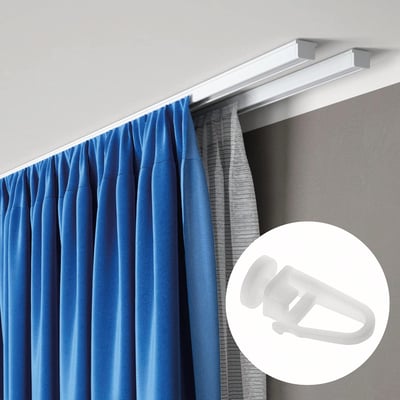Kit rail à rideaux plafond double 100 cm avec agrafes