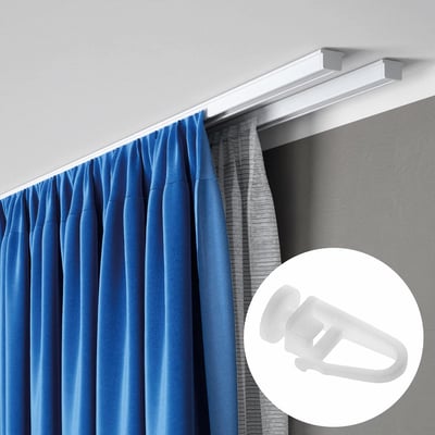 Kit rail à rideaux plafond double 150 cm avec agrafes