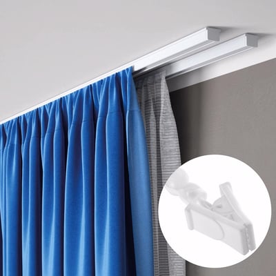 Kit rail à rideaux plafond double 150 cm avec crochets