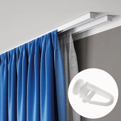 Kit rail à rideaux plafond double 200 cm avec agrafes