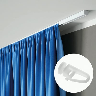 Kit rail à rideaux plafond simple 100 cm avec agrafes