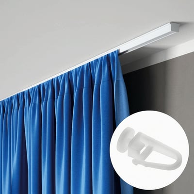 Kit rail à rideaux plafond simple 150 cm avec agrafes