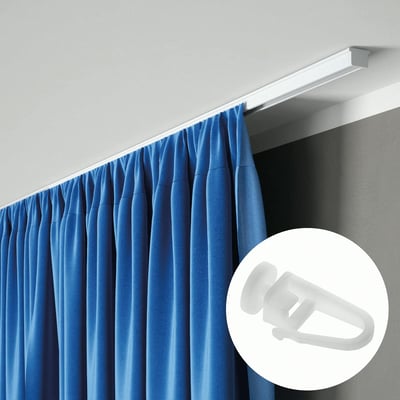 Kit rail à rideaux plafond simple 200 cm avec agrafes