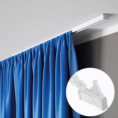 Kit rail à rideaux plafond simple 200 cm avec crochets