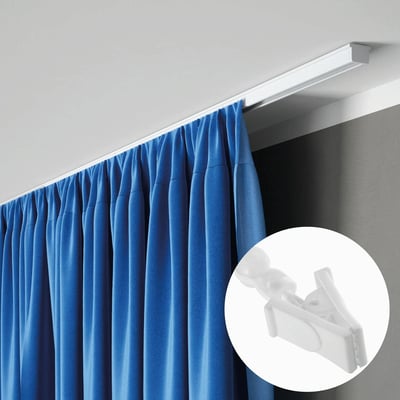Kit rail à rideaux plafond simple 250 cm avec crochets