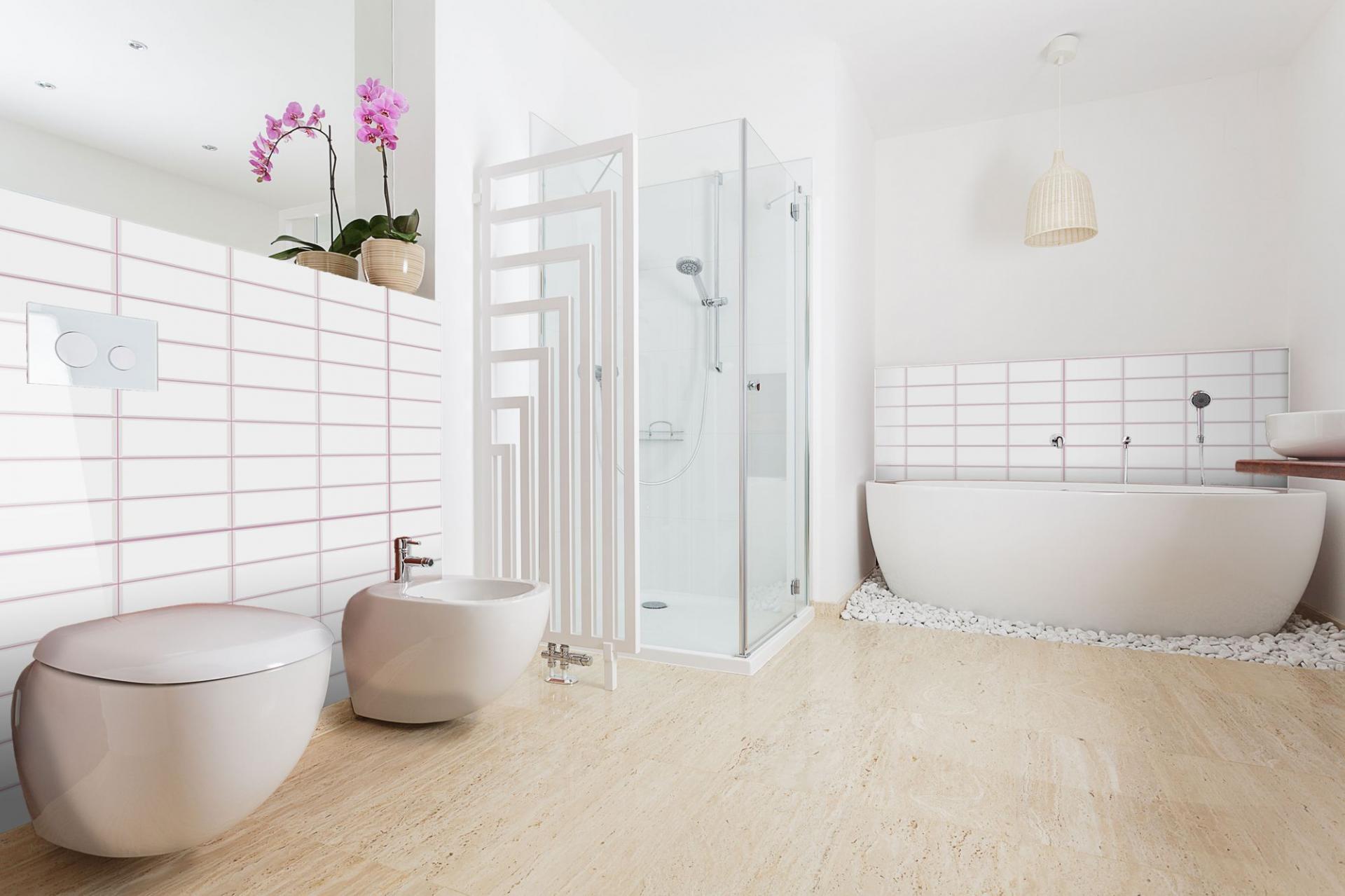 White tile pink seam